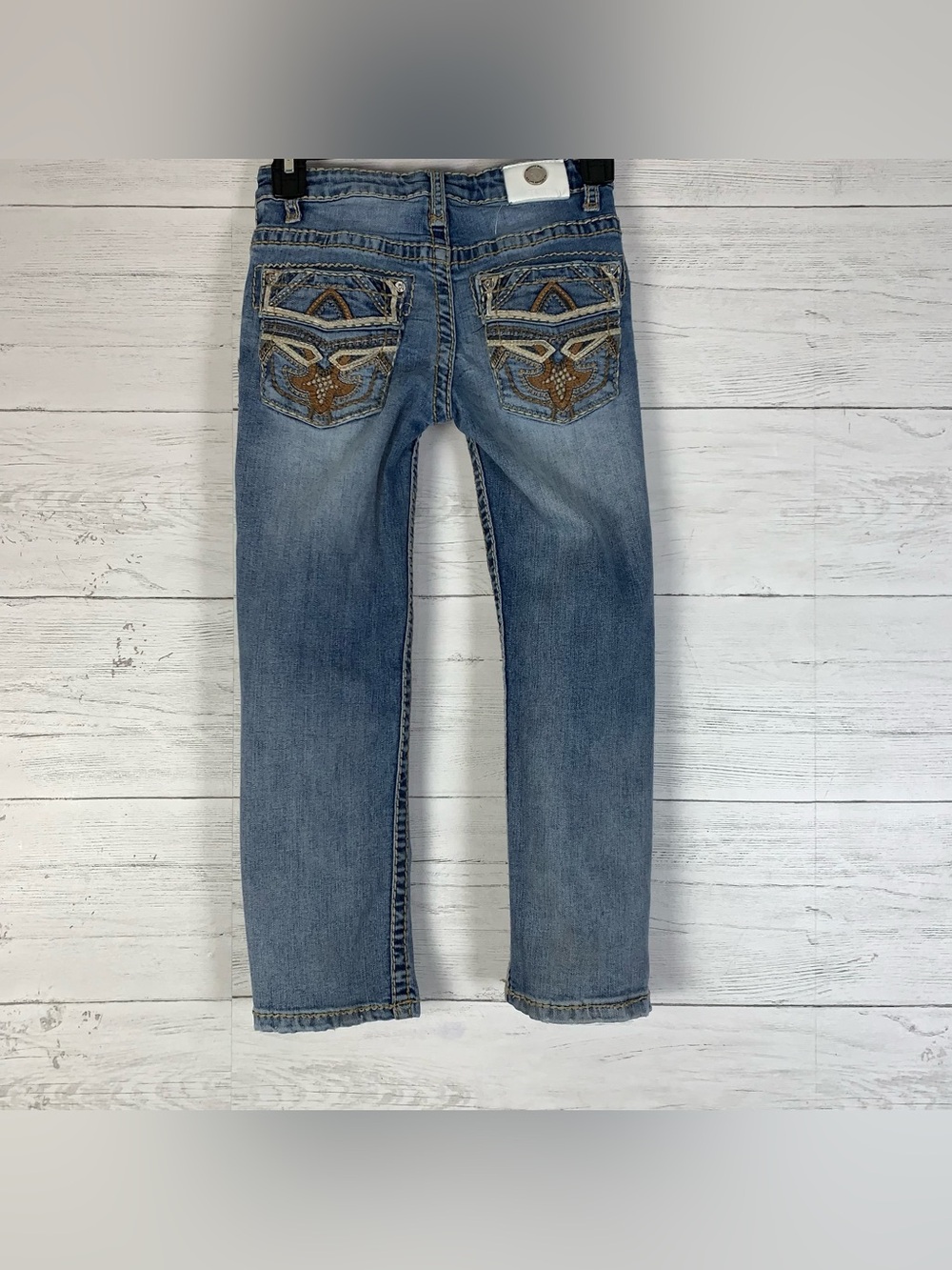 Western Blue embroidered jeans boys size 5 distressed
